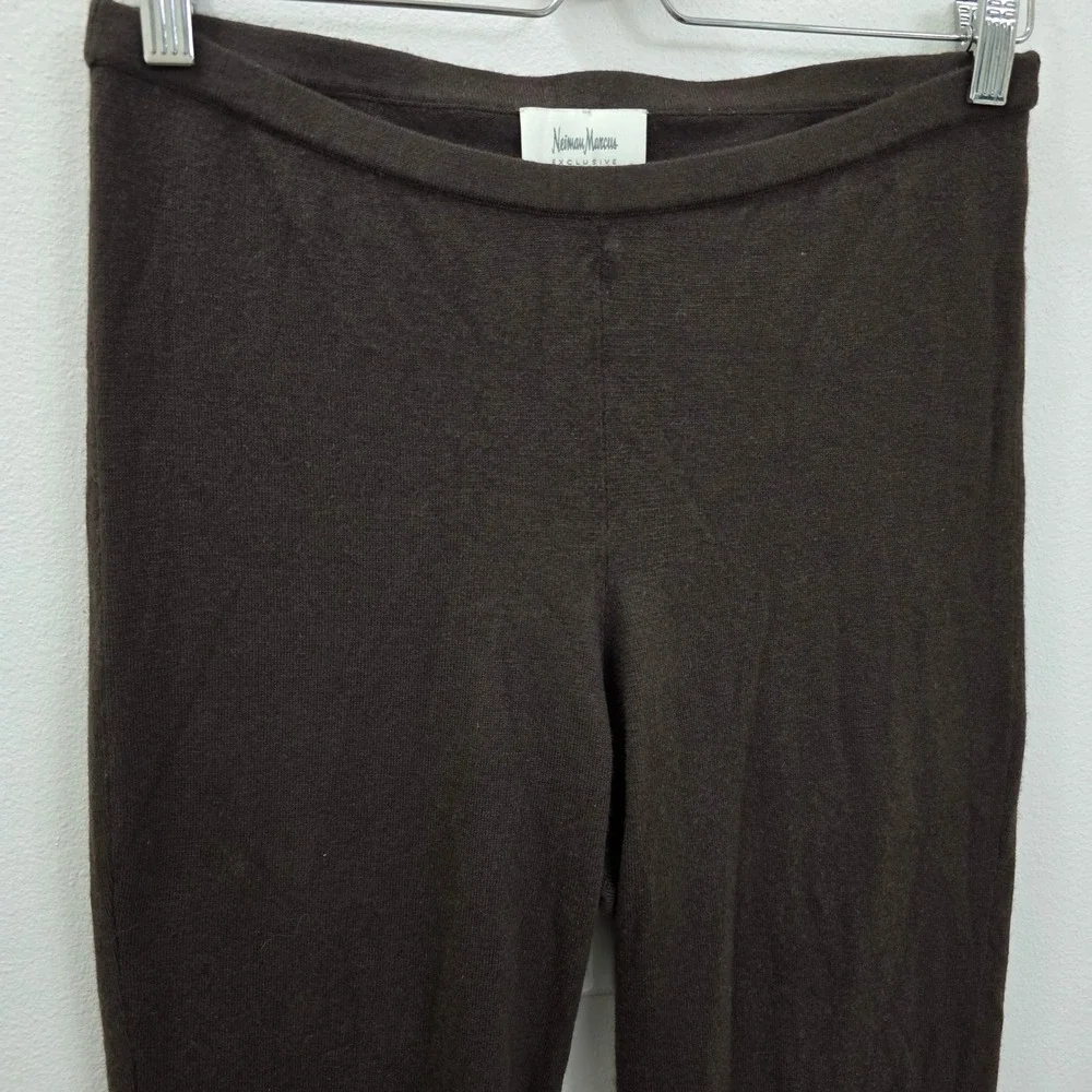 Neiman Marcus Silk Cashmere Knit Leggings Brown Slim Fit Pants Womens Medium